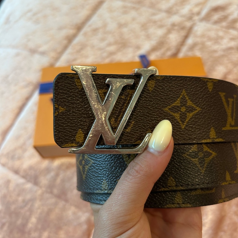 Louis Vuitton Reversible Brown Monogram Belt with Silver LV Buckle